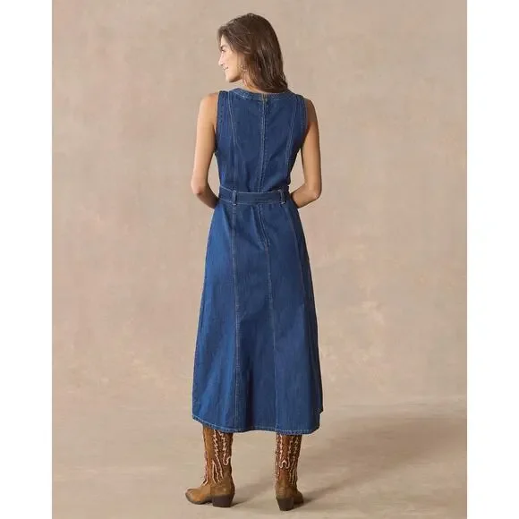 Sundance Poppy Denim Maxi Dress in Light Wash, size 8 Western Coastal Cowgirl - Picture 2 of 15